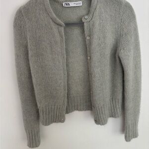 Zara Gray Cardigan Sweater Minimalist Design